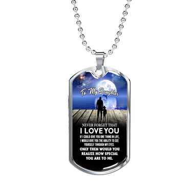 To My Daughter Necklace Jewelry From Father Christmas Gifts Luxury Dog Tag Silv